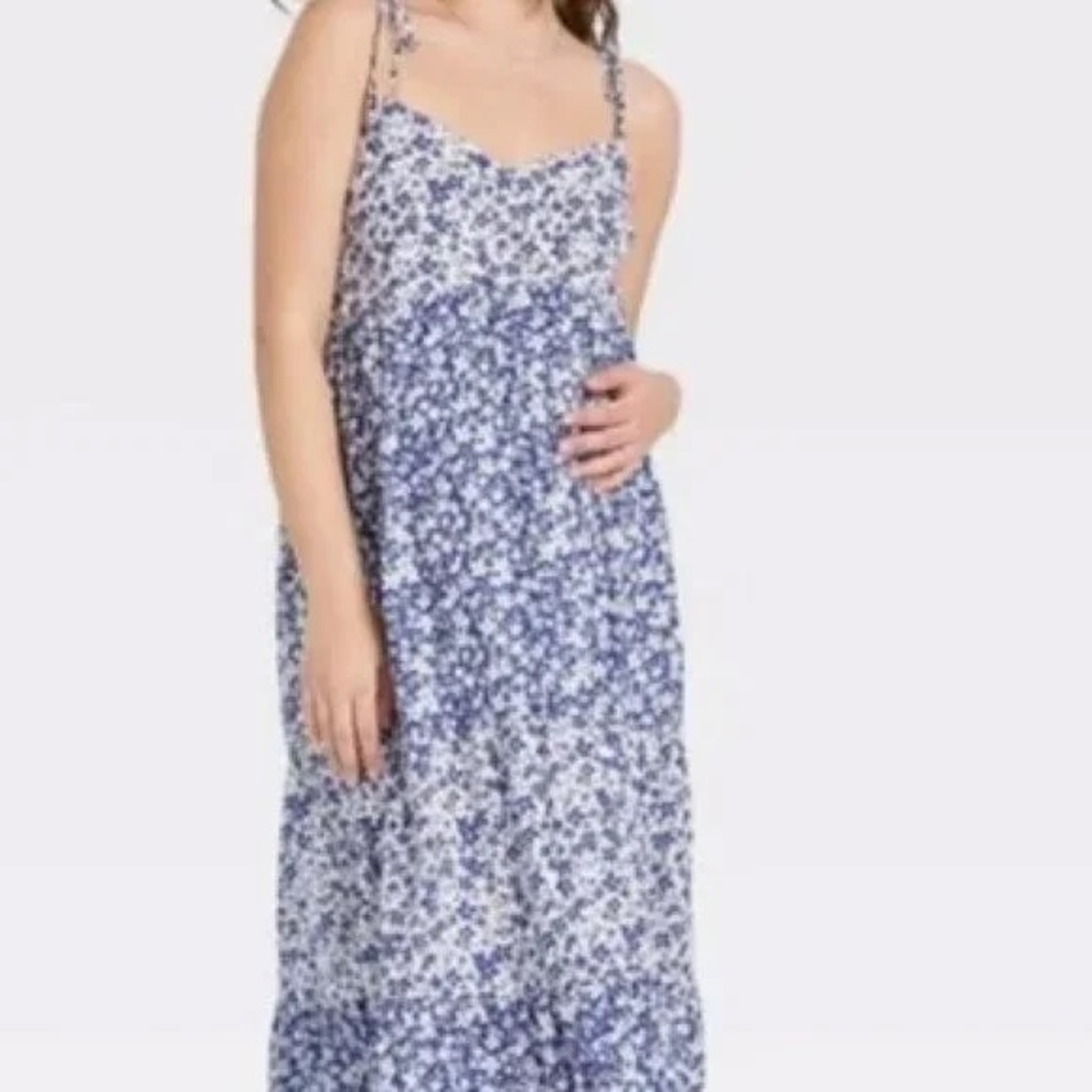 The Nines by Hatch Maternity Sleeveless Tiered Ditsy Floral Maxi Dress Size S